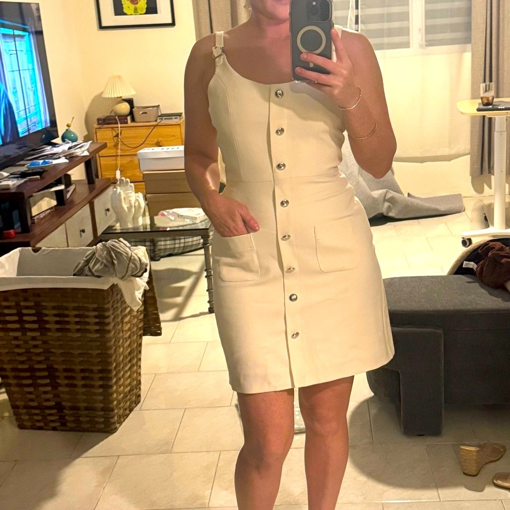 🆕 Amanda Uprichard Cream Mini Dress with Buttons